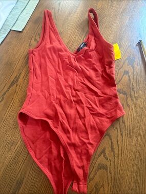 Forever 21 Red V-Neck Bodysuit Tank small NWT